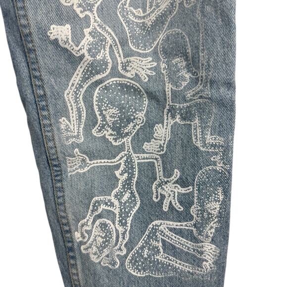 Aeropostale Jeans Womens 10 90's Baggy Light Wash Blue Denim Custom Graphic - Picture 8 of 16